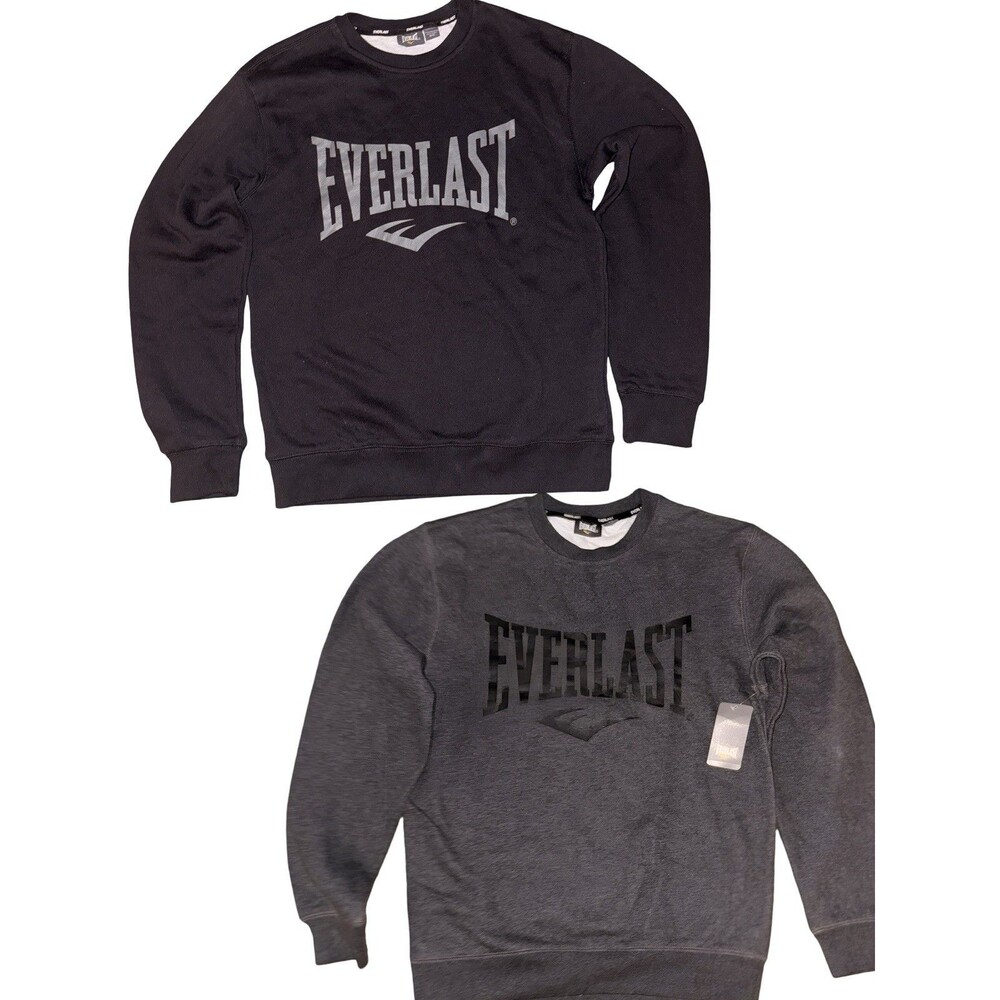 Everlast Sweatshirt Lot 2 Mens Small Black Gray Logo Pullover Crewneck NWT